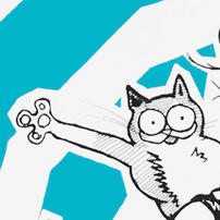 Drawing of a cat waving hi